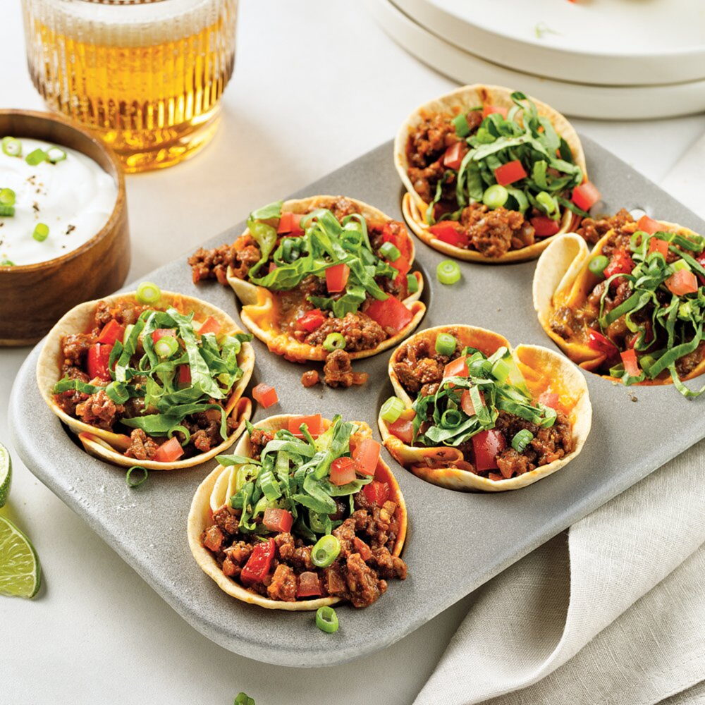 Dobroty na každý deň: Tacos trochu inak — Chrumkavé tacos košíčky z formy na muffiny