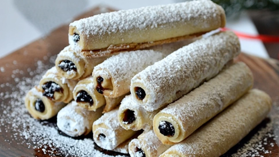 Dlhé sladké rožteky s lekvárom (tzv. cigaretky)