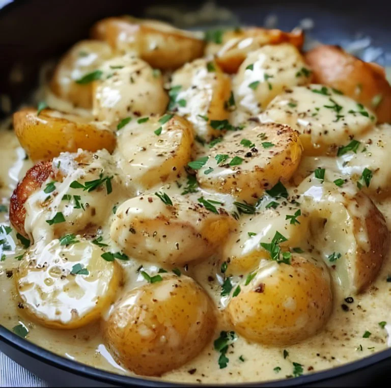 Zemiaky v krémovej cesnakovej omáčke