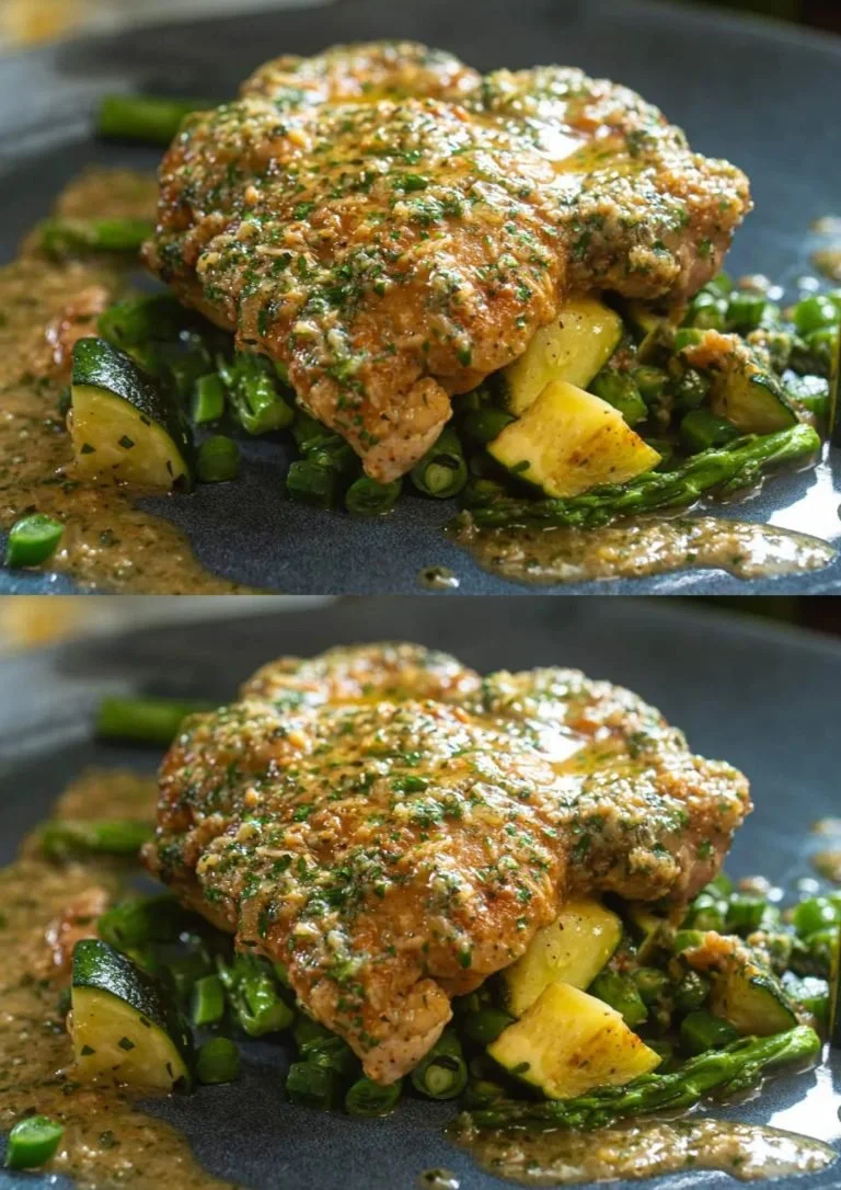 Kuracie mäso s cesnakovým maslom a sezónnou zeleninou